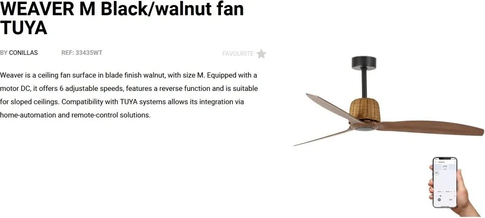 Ventilator aplicat tavan smart sistem TUYA si telecomanda WEAVER M Black/walnut