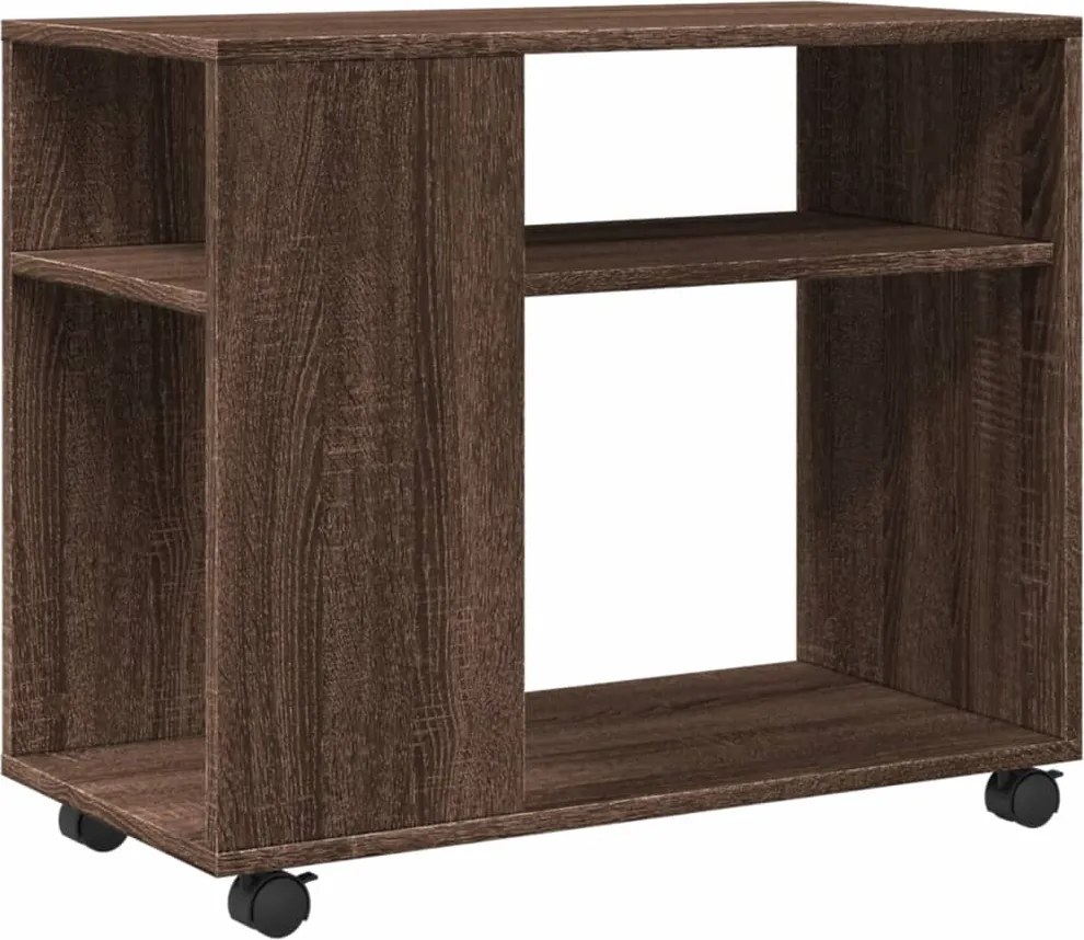 vidaXL Masă laterală cu roți stejar maro 70x35x60 cm lemn compozit