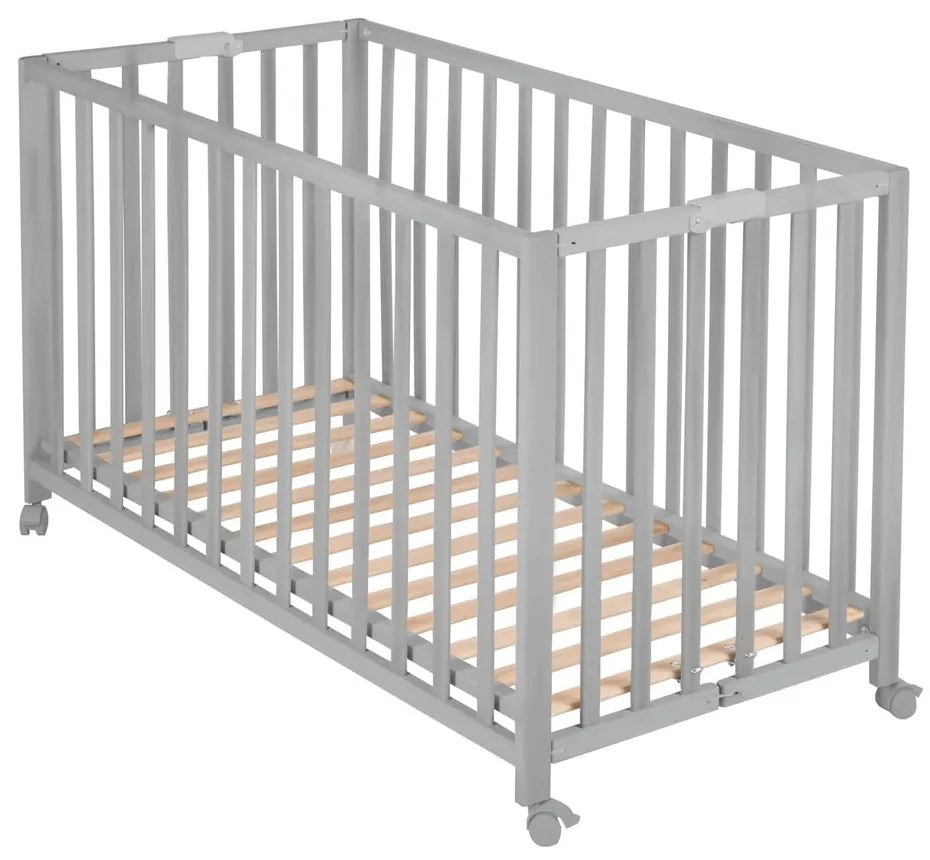 Pătuț pliabil gri cu roți 60x120 cm Fold up – Roba