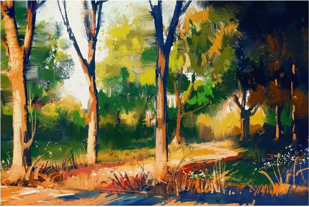 Tablou - Pădure de vară însorită, pictură (90x60 cm)