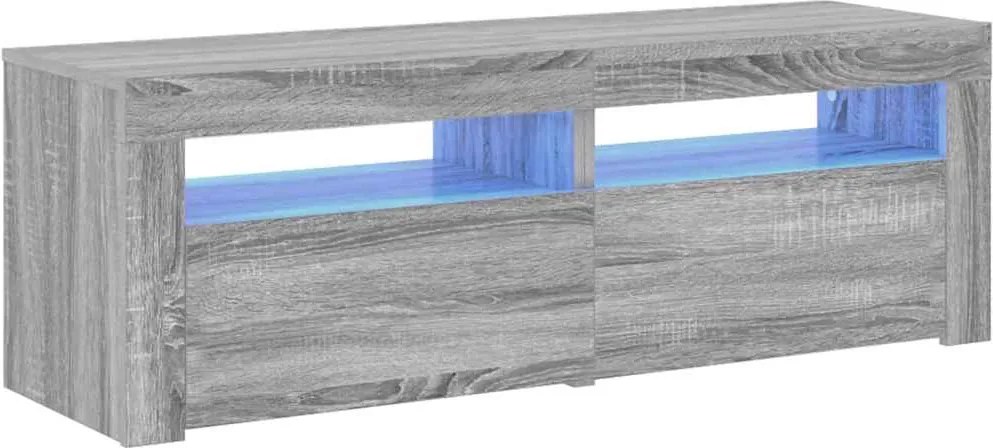 vidaXL Comodă TV cu lumini LED, gri sonoma, 120x35x40 cm