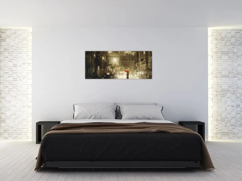 Tablou - Femeie într-o noapte ploioasă (120x50 cm)