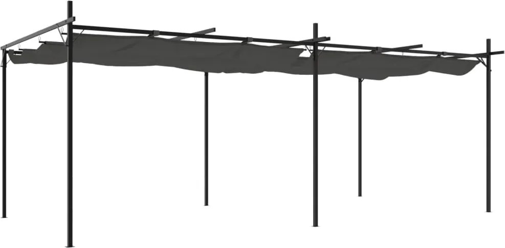vidaXL Pergola cu acoperiș retractabil, antracit, 589x292x230 cm