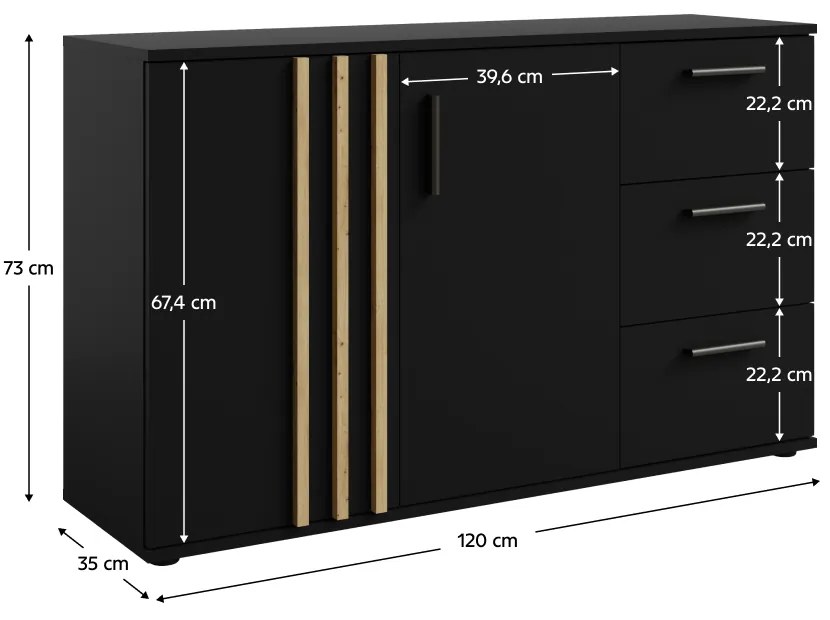 Comodă TOLIS 2D3S, negru