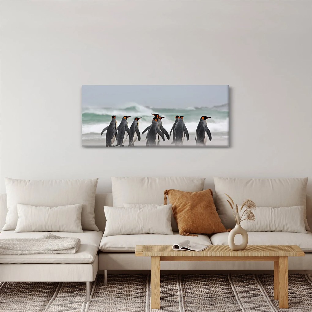 Tablou pinguini în ocean (120x50 cm)