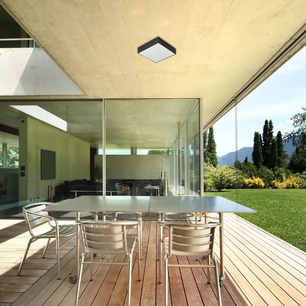 Plafoniera LED slim de exterior IP44 Tartu negru 17,5cm