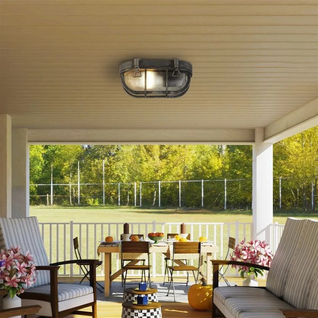 Aplica de perete sau tavan design industrial IP44 Bulkhead Oval