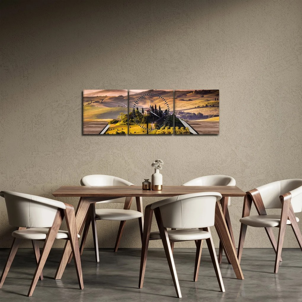 Tablou cu peisaj în carte (cu ceas) (90x30 cm)
