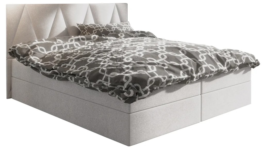 Pat matrimonial Boxspring 140 cm Fade 3 (bej) ( cu saltea și sp. depozitare). 1046504
