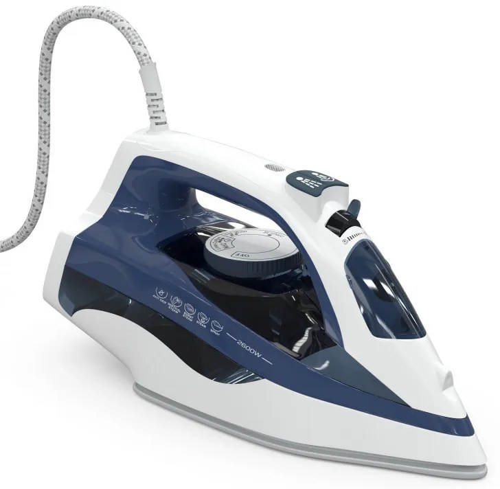 Fier de calcat Tesla IR301BL, 2600 W, Placa ceramica Abur 135g/min, 0,400 ml, Autocuratare, Albastru/Alb