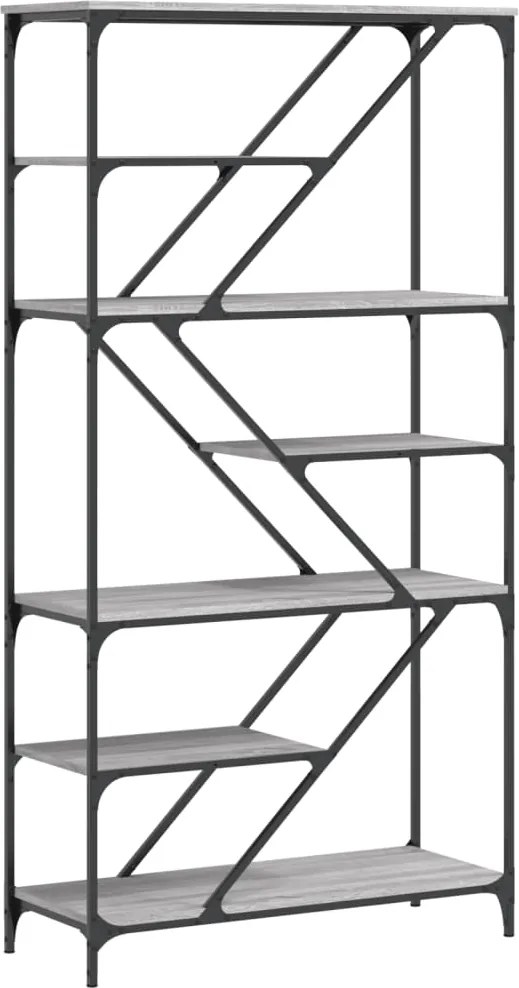 vidaXL Raft de cărți gri sonoma 91x36x176 cm lemn prelucrat și oțel