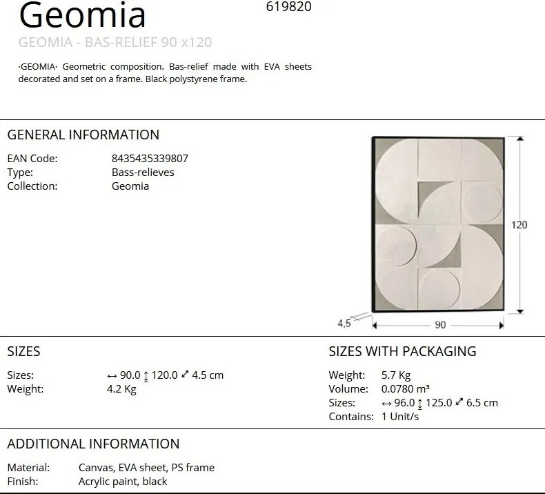 Tablou / Basorelief decoratiune perete Geomia 90x120cm