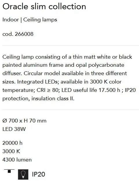Lustra LED design modern geometric ORACLE SLIM PL D070 ROUND 3000K ON-OFF BK