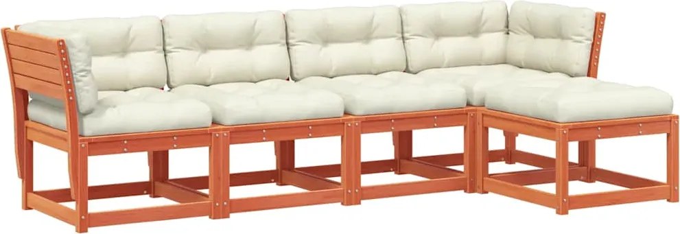 vidaXL Set mobilier de grădină cu perne, 5 piese, lemn masiv de pin