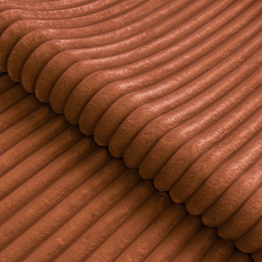 Colțar teracotă cu tapițerie din catifea reiată (cu colț pe partea stângă/în formă de ”L”) Marbeya – Ropez