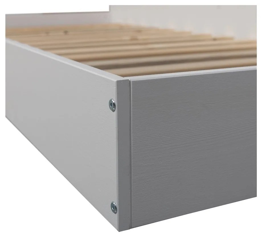 Pat alb din lemn de pin fără somieră 90x200 cm Carter – WOOOD