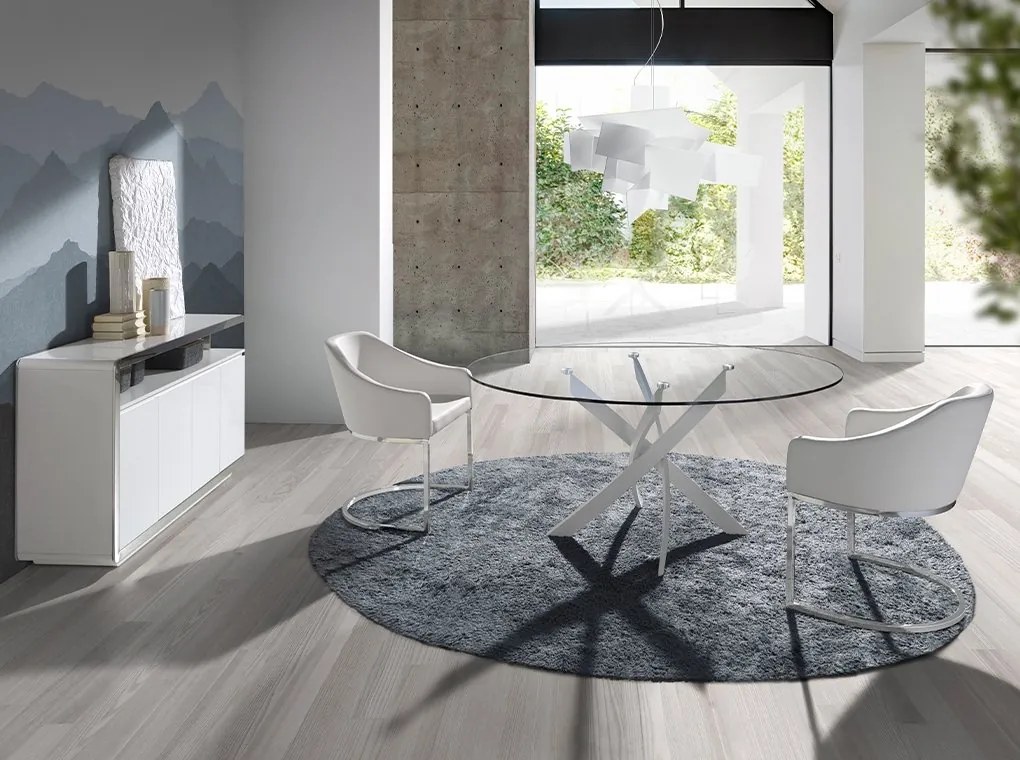 Masa rotunda design modern Veola alb, 120cm