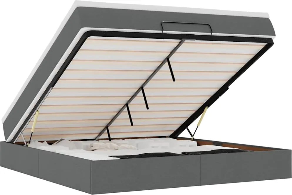 vidaXL Cadru pat otoman cu saltea țesătură gri închis 160x200 cm