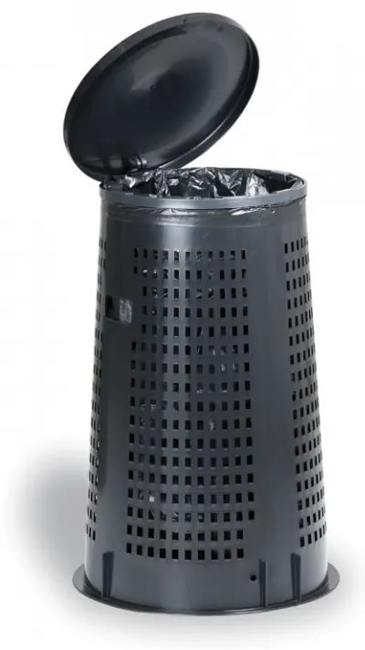 Coș de gunoi exterior - plastic, 120 l, negru