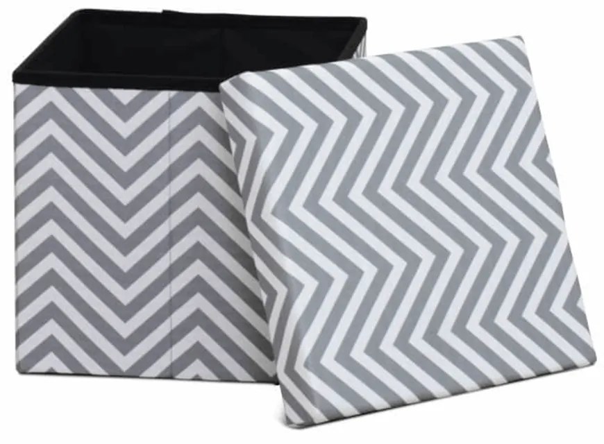 Taburet, material textil gri/alb, GAZMEND