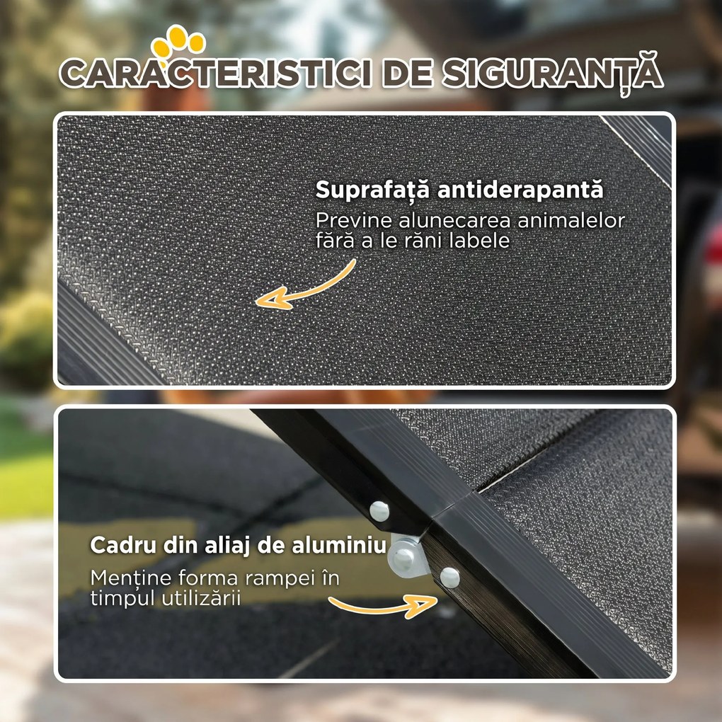 PawHut Rampă Pliabilă pentru Câini Mari, Acces Ușor în Mașină, Rampă Portabilă pentru Animale de Companie, Rezistentă | Aosom Romania