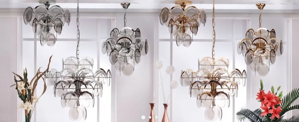 Aplica de perete design retro lux Rauchglas crom