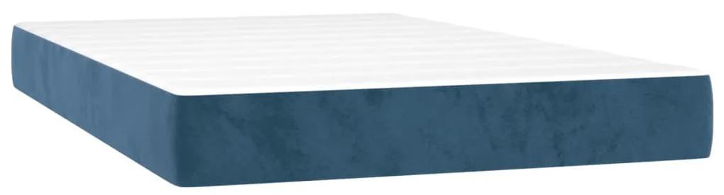 Pat box spring cu saltea, albastru inchis, 120x200 cm, catifea Albastru inchis, 120 x 200 cm, Nasturi de tapiterie