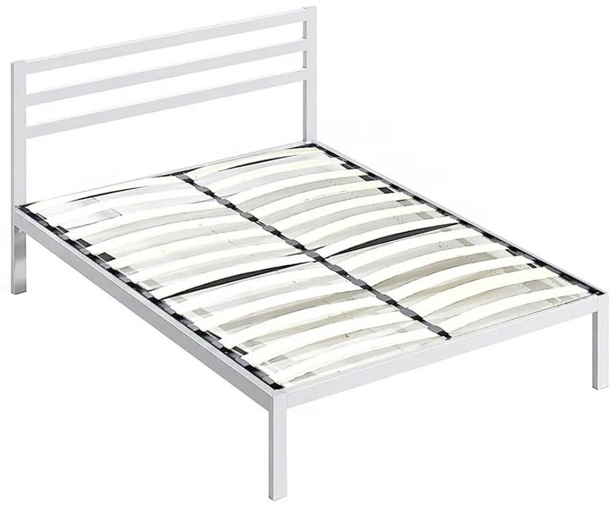 Cadru pat metalic Bella cu grilaj cadou-160x200 cm-alb