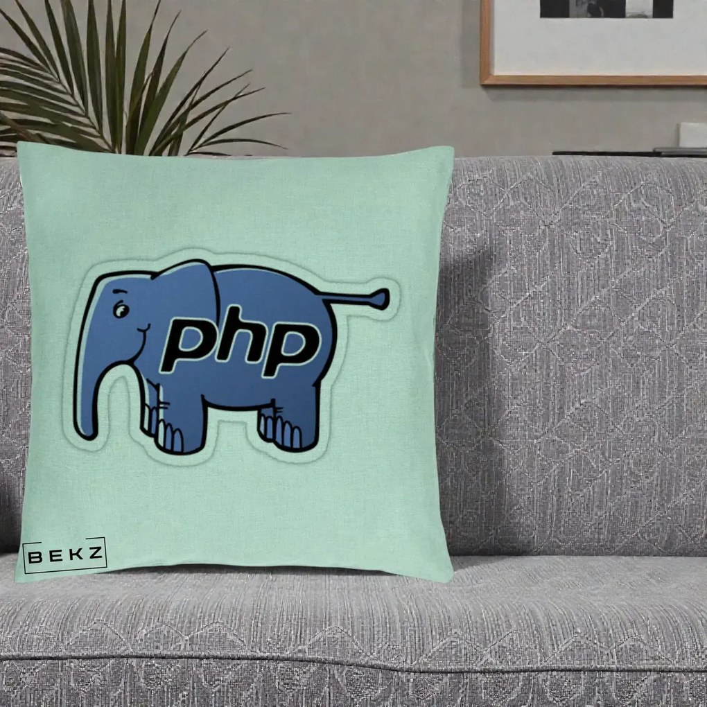 Perna Personalizata PHP Elephant, 40x40 cm, Verde Menta, Husa Detasabila, Perna Inclusa, BEKZ®