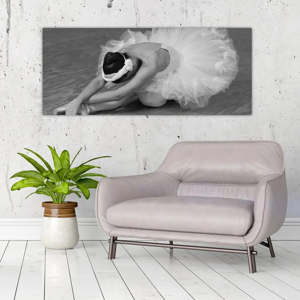 Tablou - Balerină, alb-negru (120x50 cm)
