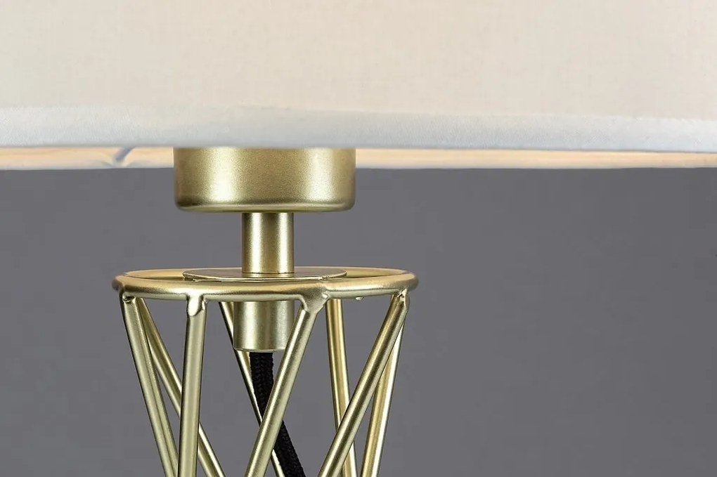 Veioza/Lampa de masa metal auriu abajur alb Nivra