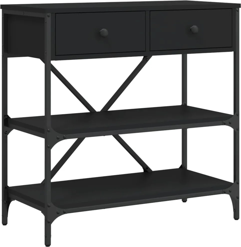 vidaXL Masă consolă, negru, 75x34,5x75 cm, lemn prelucrat