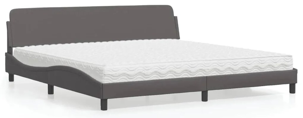 vidaXL Pat cu saltea, gri, 200x200 cm, piele ecologică