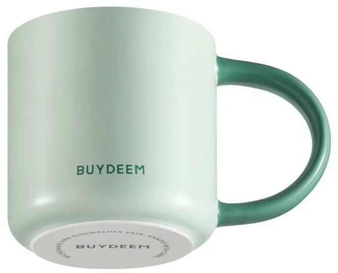 Ceasca ceramica pentru ceai si cafea Buydeem CD1018-CG, 350 ml, Fund plat, Scala de masurare interna, Verde