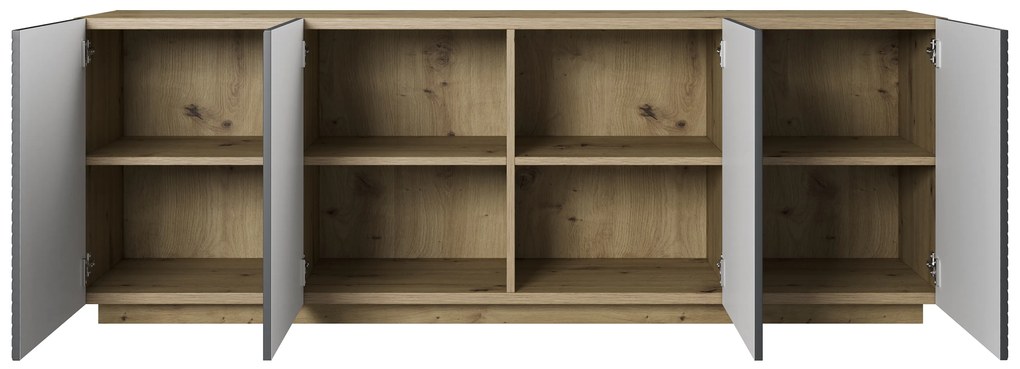 Comodă Asha 200 cm cu patru uși - artisan / rivier stone mat