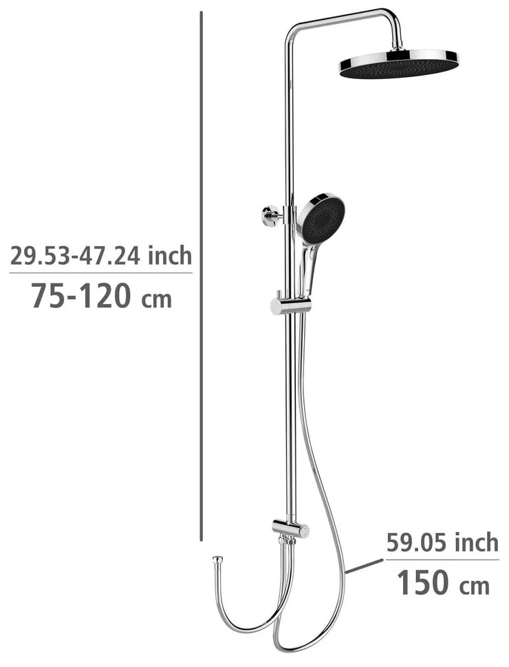 Set de duș argintiu lucios din oțel inoxidabil 120 cm Soft Water – Wenko