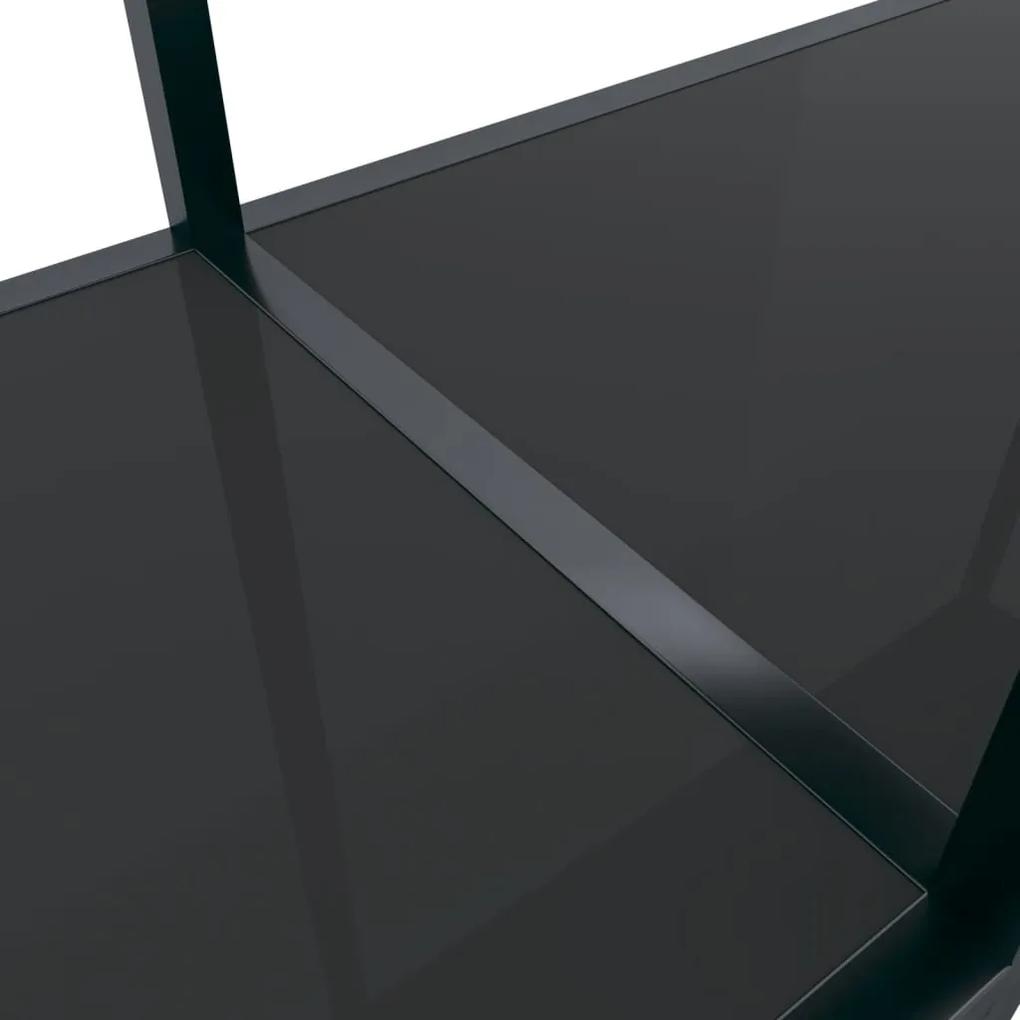 Masa consola,negru, 180x35x75,5 cm, sticla securizata 1, Negru, 180 x 35 x 75.5 cm