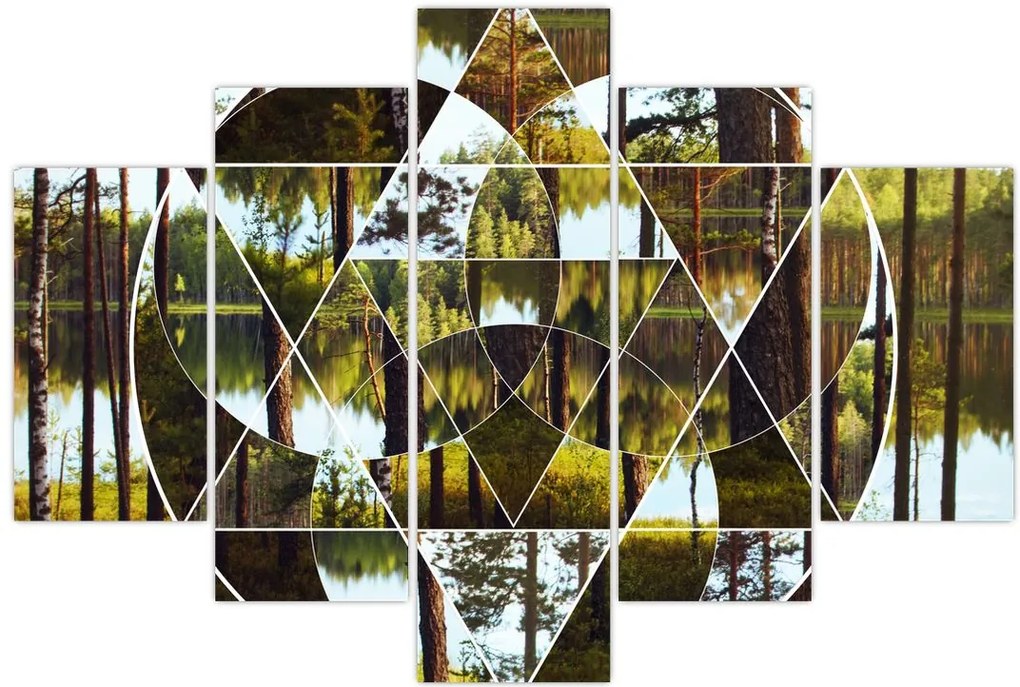 Tablou - Colaj geometric pe fundalul pădurilor nordice (150x105 cm)