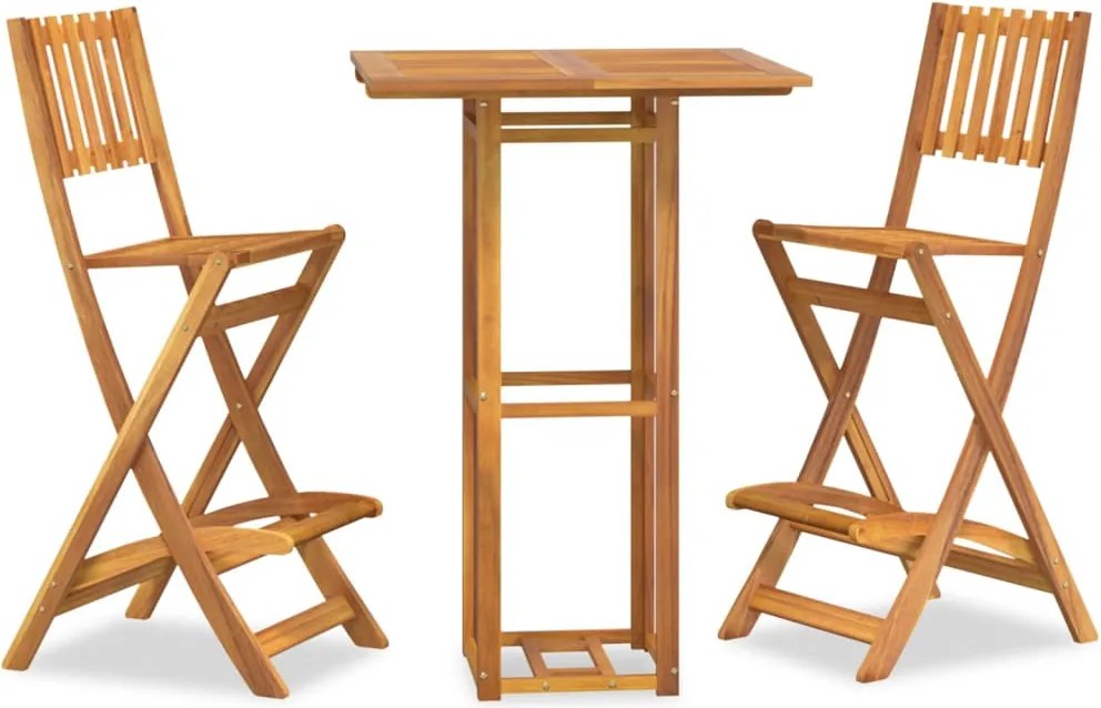vidaXL Set de bar de exterior, 3 piese, lemn masiv de acacia
