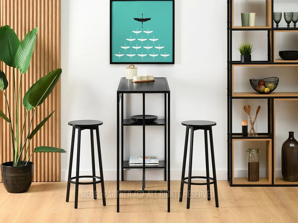 Set de bar Everet (lemn negru + negru) (pentru 2 persoane). 1111869