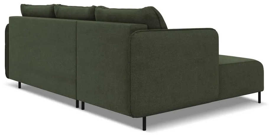 Colțar verde extensibil/cu spațiu de depozitare (cu colț pe partea stângă) Luana – Makamii