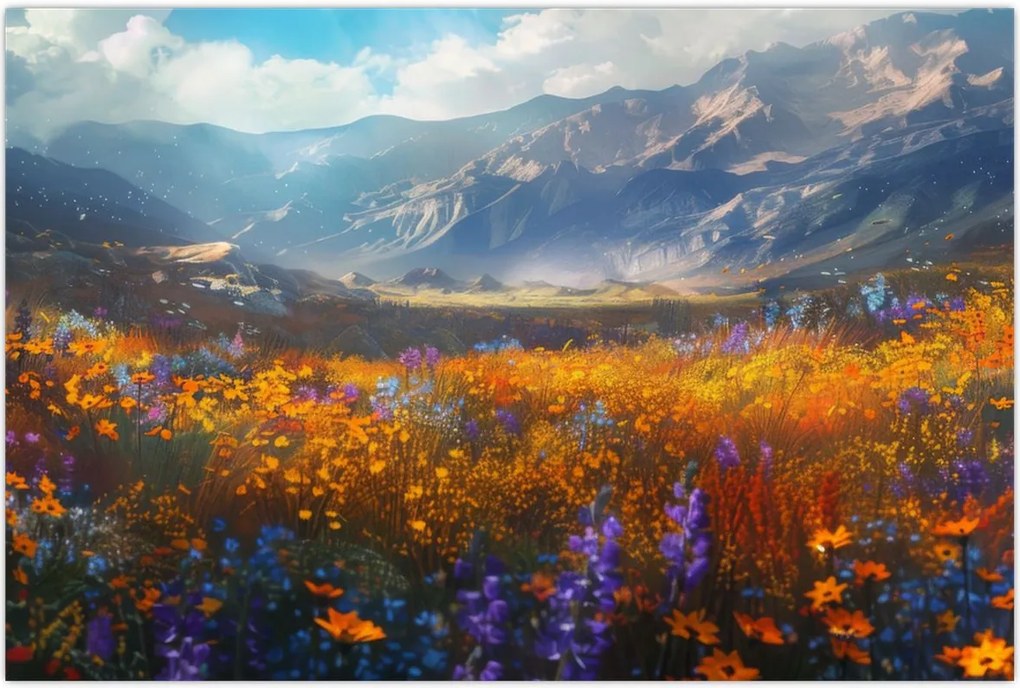 Tablou - Peisaj montan pictat II. (90x60 cm)