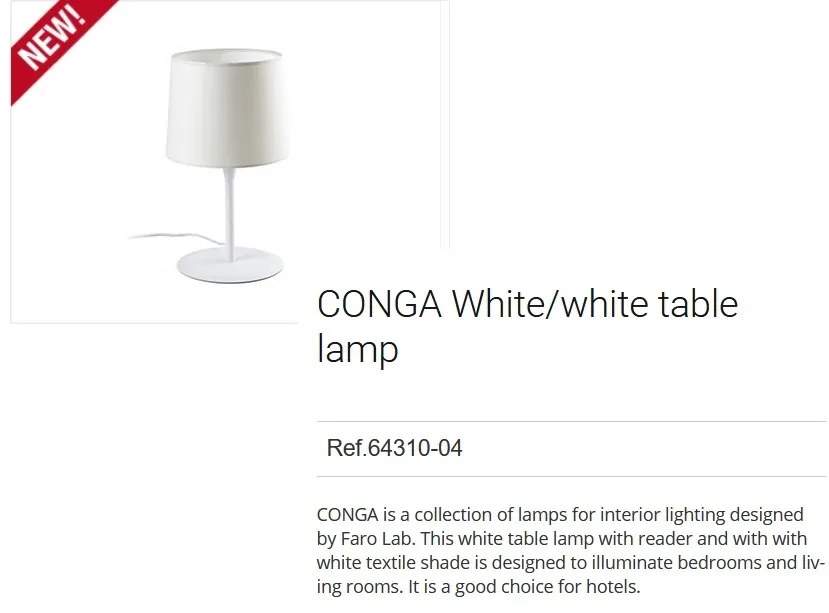 Veioza / Lampa de masa moderna design elegant CONGA alba 64310-04