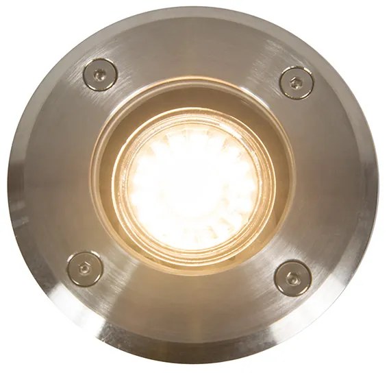 Set de 6 spoturi de exterior pentru sol oțel 11cm IP67 - Basic Round