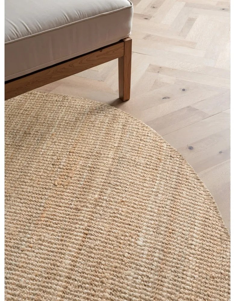 Covor în culoare naturală rotund din iută ø 160 cm Bouclé Jaipur – Hanse Home