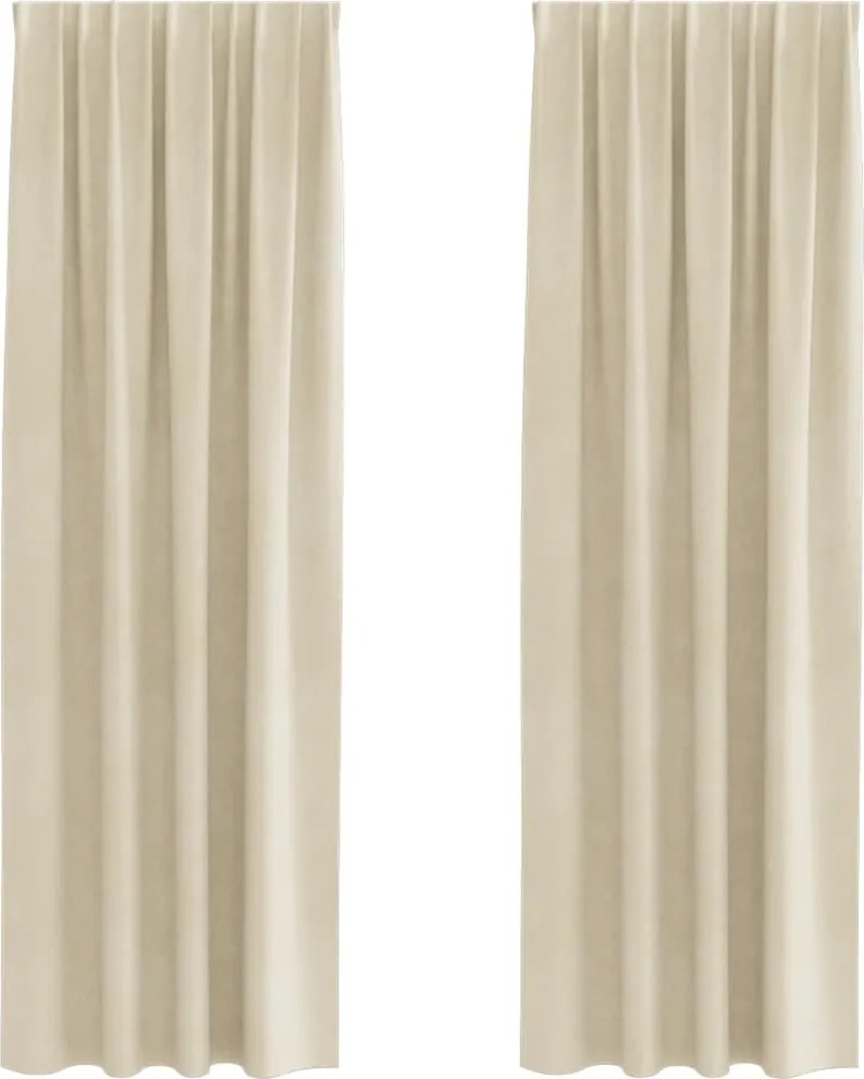 vidaXL Perdele opace 2 pcs Crem 140 x 225 cm Catifea