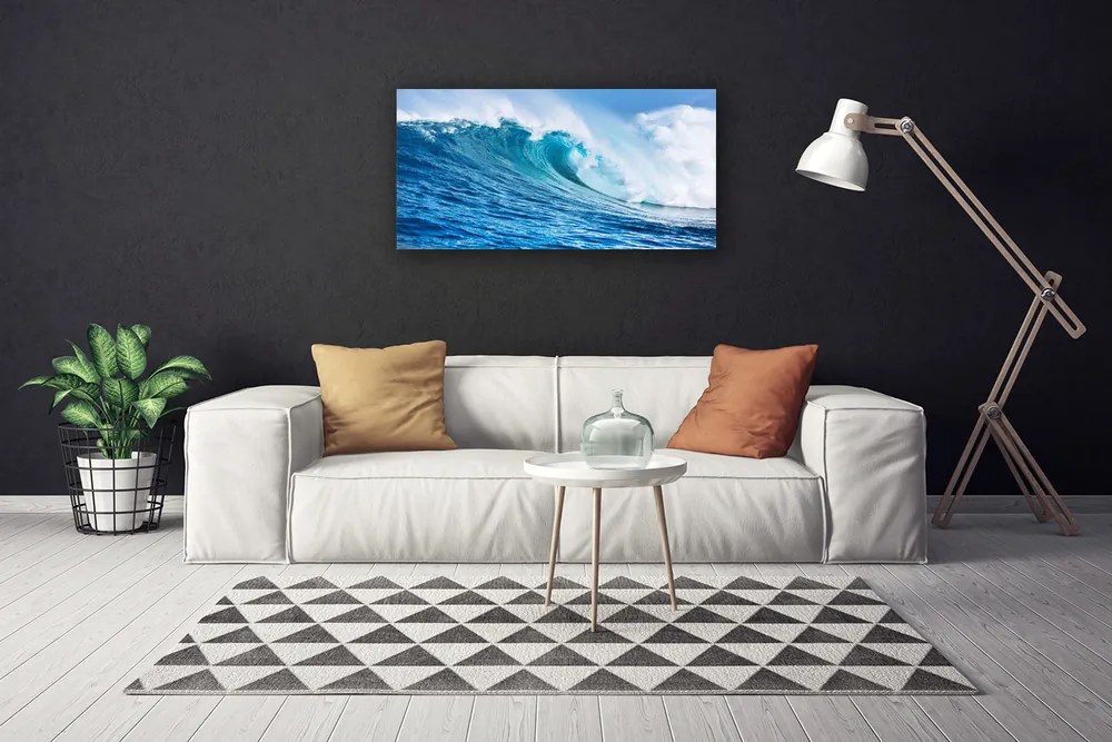 Tablou pe panza canvas Wave Natura Albastru Alb