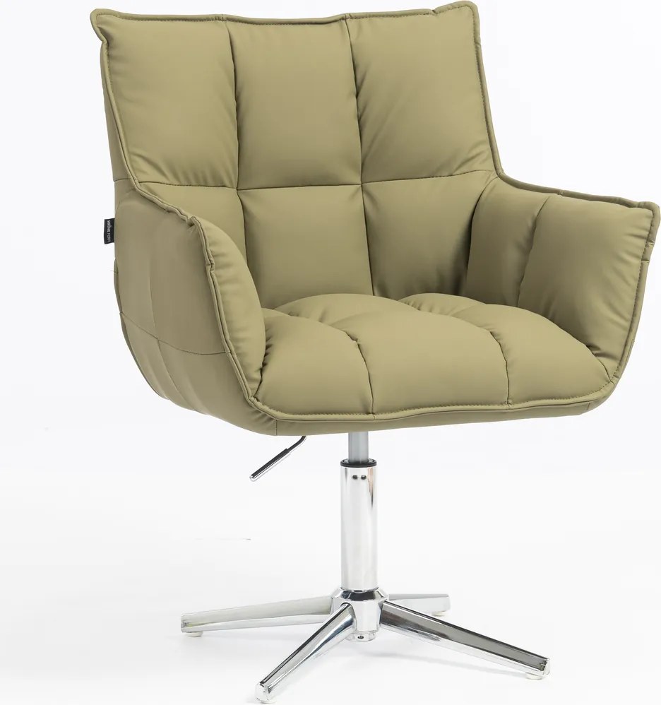 HR560CROSS Scaun Khaki Piele Ecologica Premium Soft cu Bază Cromata