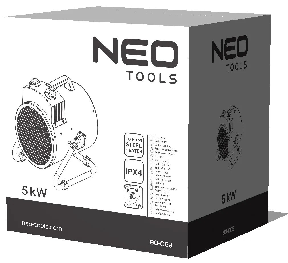 Încălzitor electric 5kW industrial, reglabil, IPX4 90-069