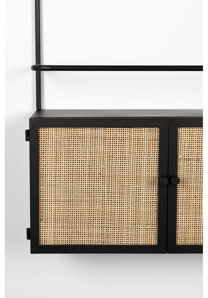 Dulap vinotecă din ratan negru 18x100 cm Guuji - White Label